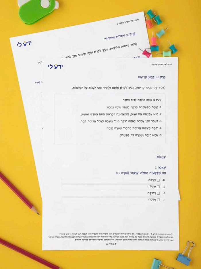 סימולציה 1 - כיתה ב שלב א