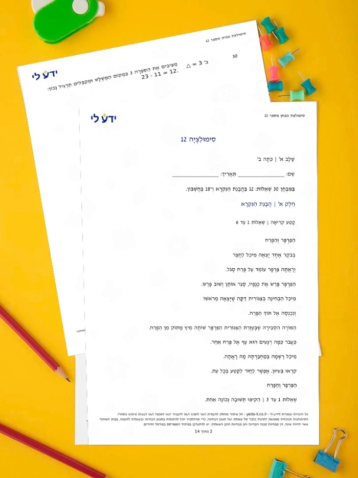 סימולציה 12 - כיתה ב שלב א 2026-2027